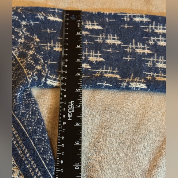 Lucky Brand Blue and Tan open front Longline cardigan sweater size medium - Picture 9 of 11